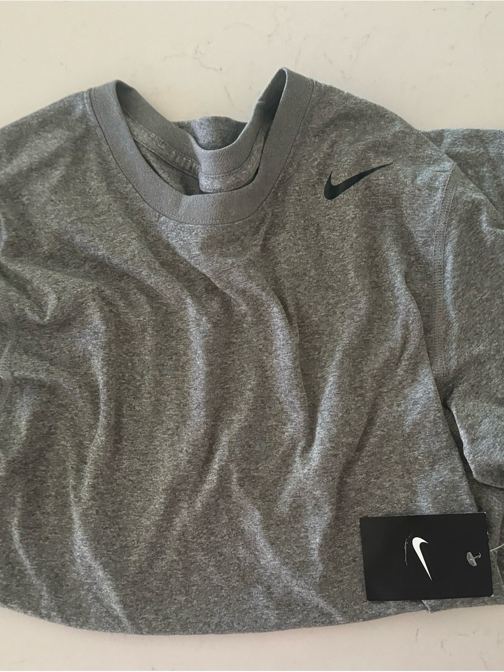 Nike Gray Short-Sleeve Athletic Tee with Swoosh